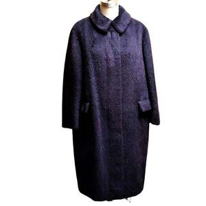 Vintage Loden King Charcoal Gray Wool Cocoon Overcoat Size 40 US 10